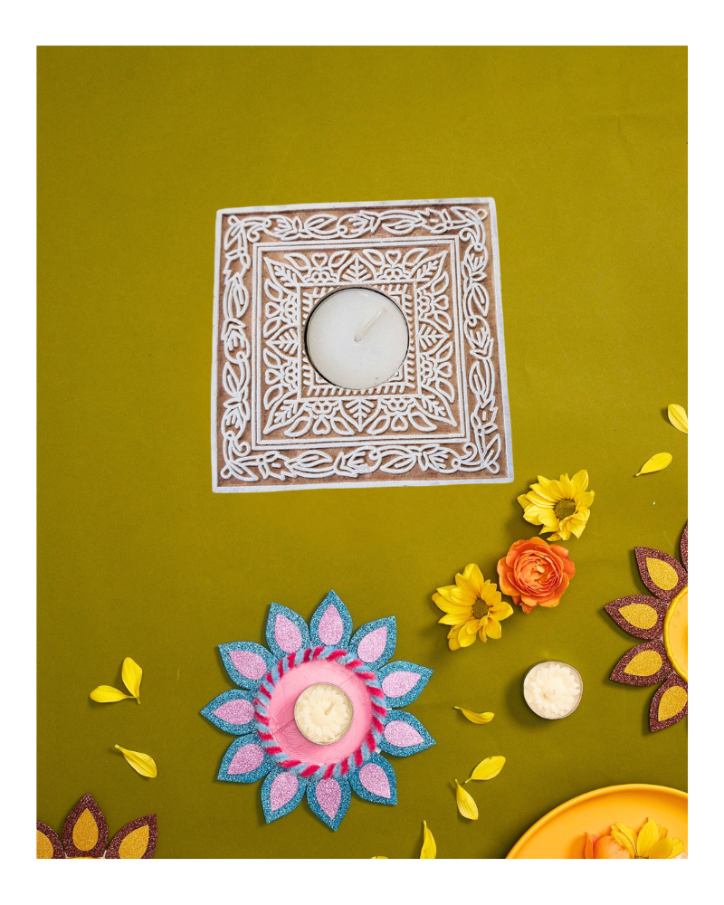 T-light Holders: Wooden Block - Square