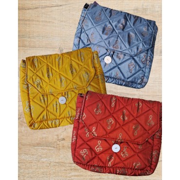 Bag: Messenger Bag in Silk with Om Print in Assorted colours