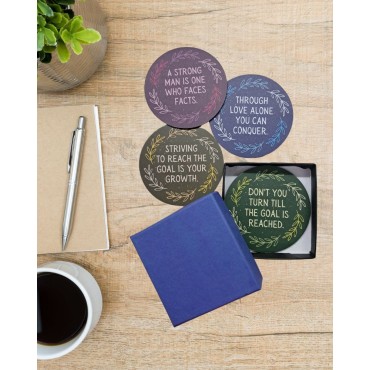 Coasters: Rubber - Round With Quotes (Set Of 4)