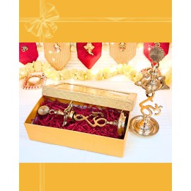 Diwali Gift Box - A Pair of 10" Brass Lamps