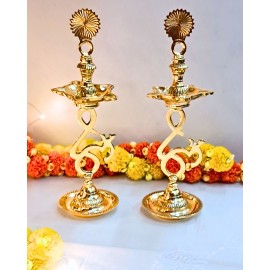 Diwali Gift Box - A Pair of 10" Brass Lamps