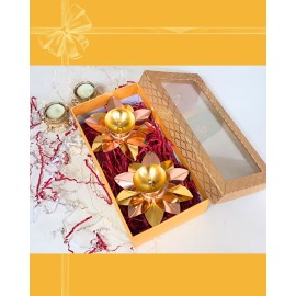 Diwali Gift Box - A Pair of Lotus-Shaped Diyas