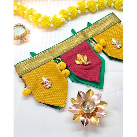 Diwali Gift Box - Khun Fabric Toran and a Lotus-Shaped Diya