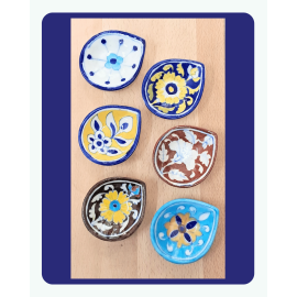 Blue Pottery Diya (1 Pc - Assorted Colours)