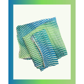 Dupatta: Cotton Kota Doria with Leheriya and Gota - Shaded in Blue & Green