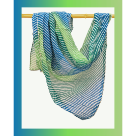 Dupatta: Cotton Kota Doria with Leheriya and Gota - Shaded in Blue & Green