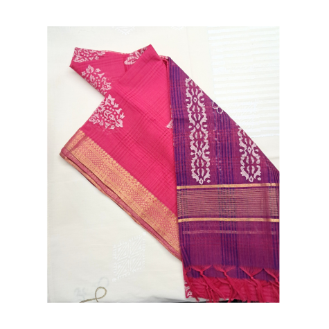 Dupatta: Mangalagiri Cotton in Colour with Zari Border - Red