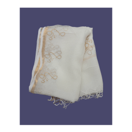 Dupatta: Cotton Kota Doria with Om Block Print in White