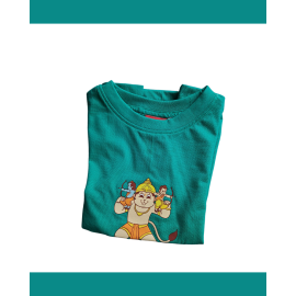 Kids T-Shirt - Hanuman with Rama in Mint Green