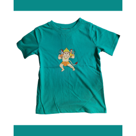 Kids T-Shirt - Hanuman with Rama in Mint Green