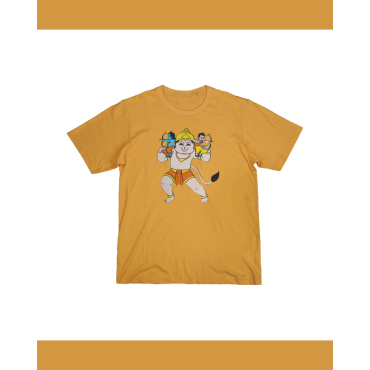 Kids T-Shirt - Hanuman with Rama in Mustard