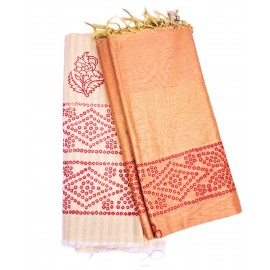 Kurta in Maheshwari Cotton with Dupatta in Maheshwari Silk - Peach