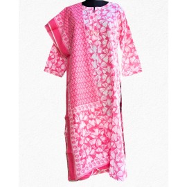 Printed Cotton Kurta-Dupatta Set in Pink