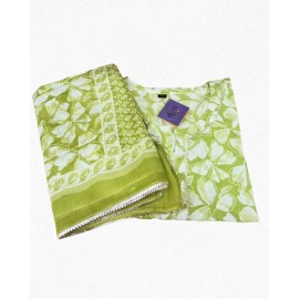 Printed Cotton Kurta-Dupatta Set in Green