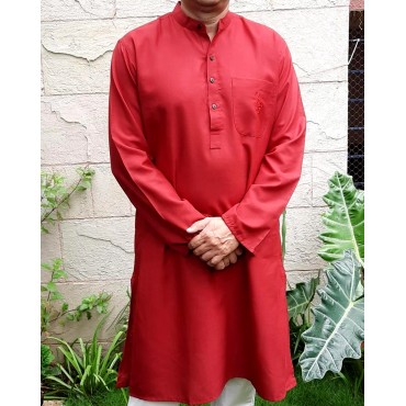 Kurta Long for Men in Matka Cotton - Red