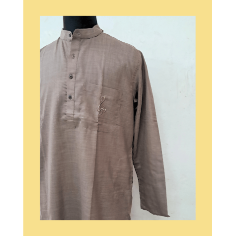 Kurta Long for Men in Matka Cotton - Brown