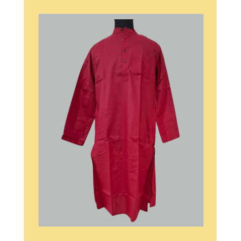 Kurta Long for Men in Matka Cotton - Red