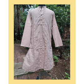 Kurta: Mens, Cotton with Stich Lines - Beige