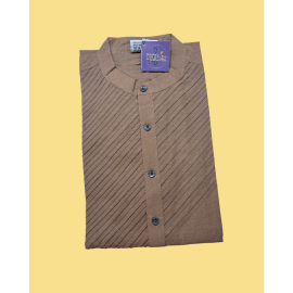 Kurta: Mens, Cotton with Stich Lines - Brown