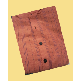 Kurta: Mens, Cotton with Stich Lines - Rust