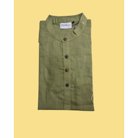 Kurta Short for Men in Matka Cotton - Khaki Green