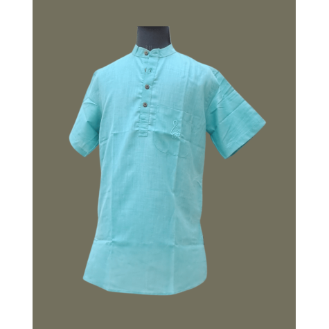 Kurta Short for Men in Matka Cotton - Aqua