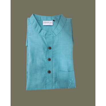 Kurta Short for Men in Matka Cotton - Aqua