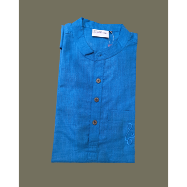 Kurta Short for Men in Matka Cotton - Dark Blue