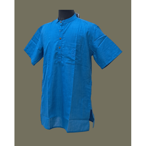 Kurta Short for Men in Matka Cotton - Dark Blue