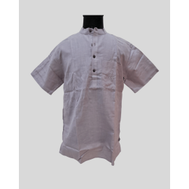 Kurta Short for Men in Matka Cotton - Grey Lavender