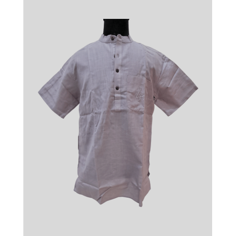 Kurta Short for Men in Matka Cotton - Grey Lavender