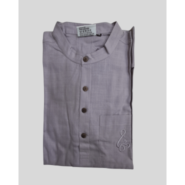 Kurta Short for Men in Matka Cotton - Grey Lavender