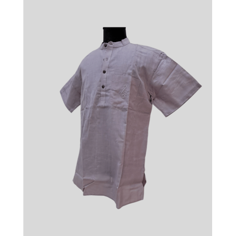 Kurta Short for Men in Matka Cotton - Grey - Lavender