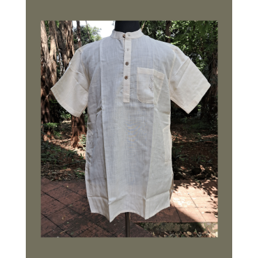 Kurta Short for Men in Matka Cotton - Off White