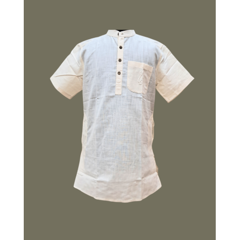 Kurta Short for Men in Matka Cotton - Off White