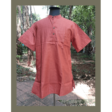 Kurta Short for Men in Matka Cotton - Rust