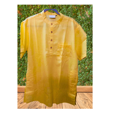 Kurta Short for Men in Matka Cotton - Lemon