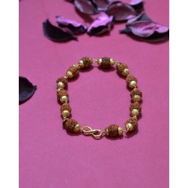 Rudraksha Bracelet with Golden/White Cap 