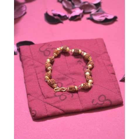 Rudraksha Bracelet with Golden/White Cap 