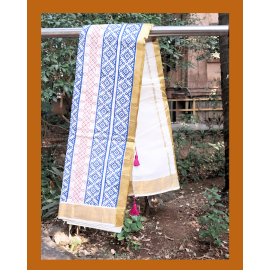 Kasavu Saree with 2" Gold Border