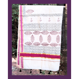 Kasavu Saree with Coloured Border