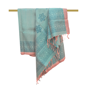 Mangalagiri Silk Cotton Saree - Teal