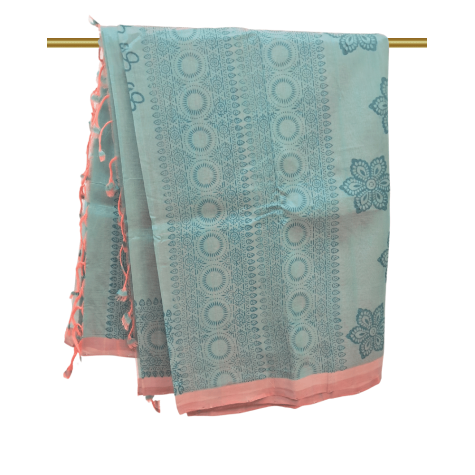 Mangalagiri Silk Cotton Saree - Teal