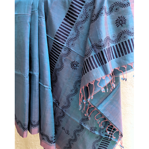 Mangalagiri Silk Cotton Saree - Blue