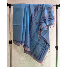 Mangalagiri Silk Cotton Saree - Blue