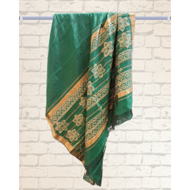 Mangalagiri Silk Cotton Saree with Zari Border- Green