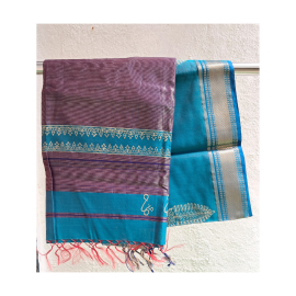 Maheshwari Saree with Big Zari Border in Blue