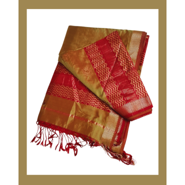 Maheshwari Silk Saree with Zari Border in Mustard