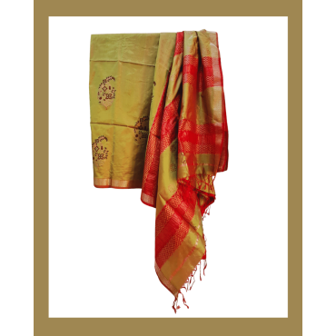 Maheshwari Silk Saree with Zari Border in Mustard