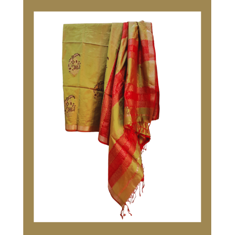 Maheshwari Silk Saree with Zari Border in Mustard